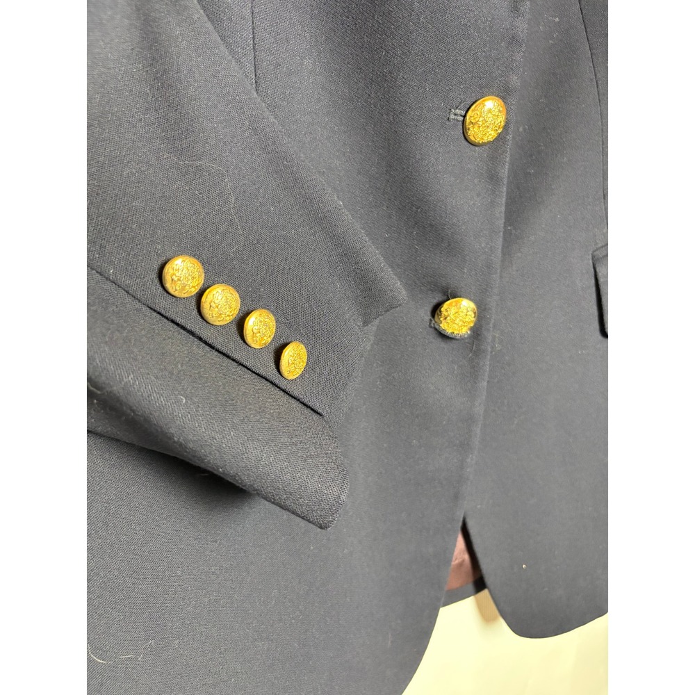 VTG Lauren Ralph Lauren Navy Wool Crested Blazer Gold Buttons Plus 14W 3D Crown - Picture 3 of 9